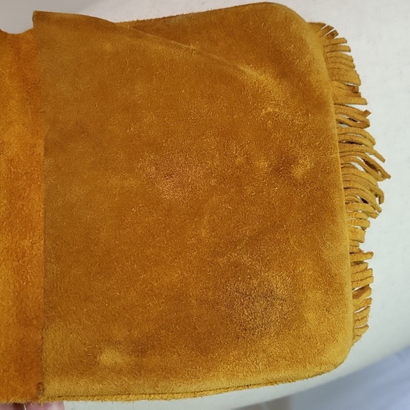 Suede Native Purse beads fringe  crossbody 5 x 6" 90s Cherokee NC good used cond - Picture 5 of 16